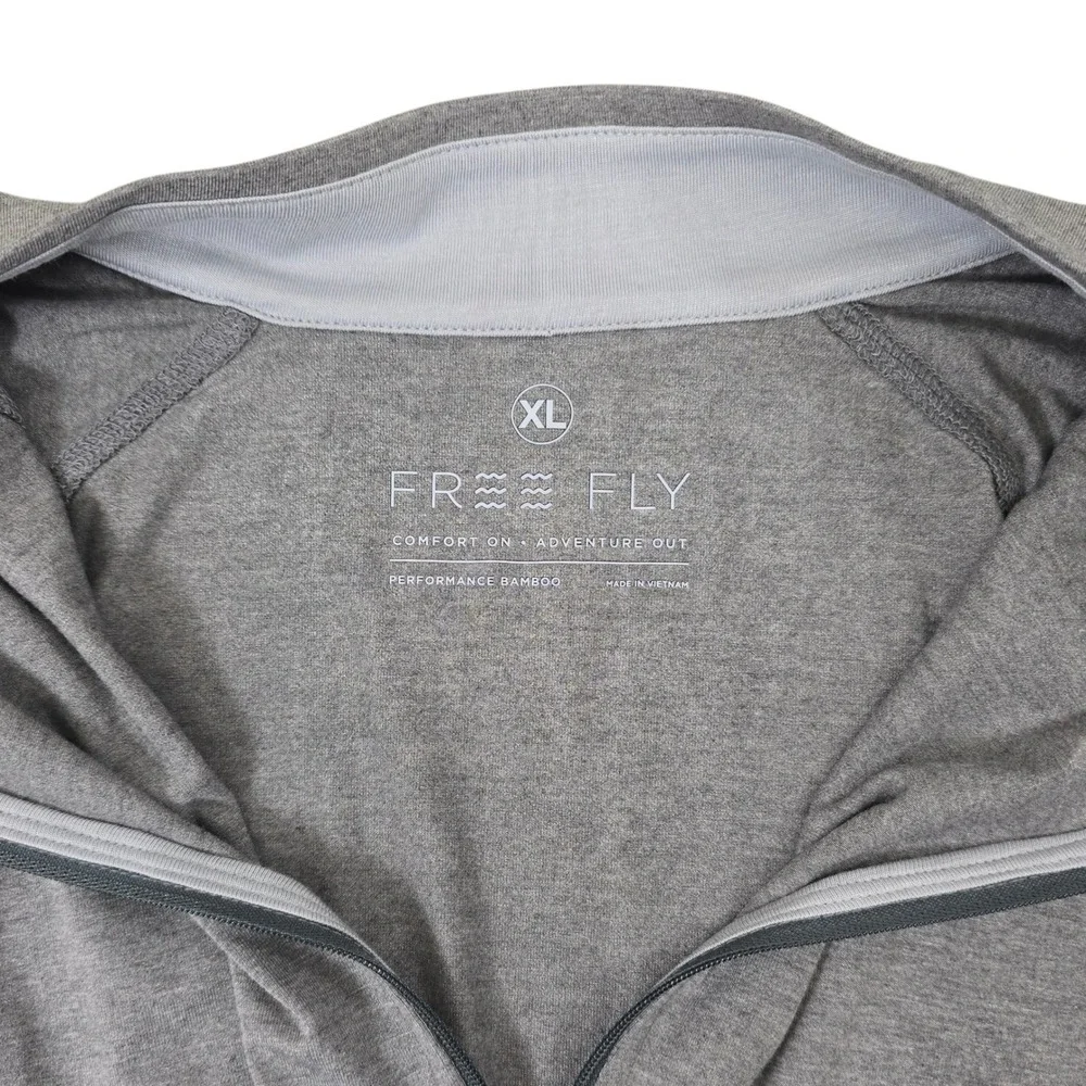 Free Fly Pullover Mens XL Gray Bamboo Blend Performance 1/4 Zip Athletic Top